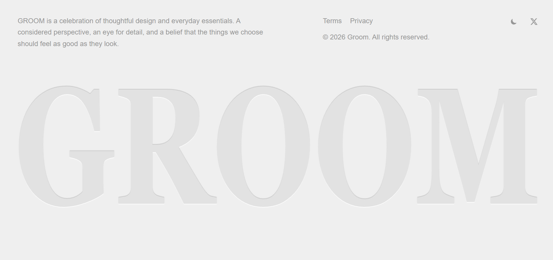 GROOM — Embossed Typography Footer