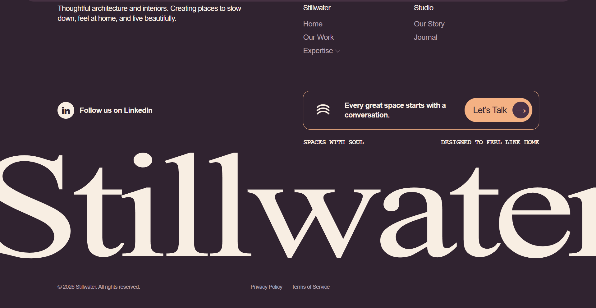 Stillwater — Elegant Architecture Studio Footer