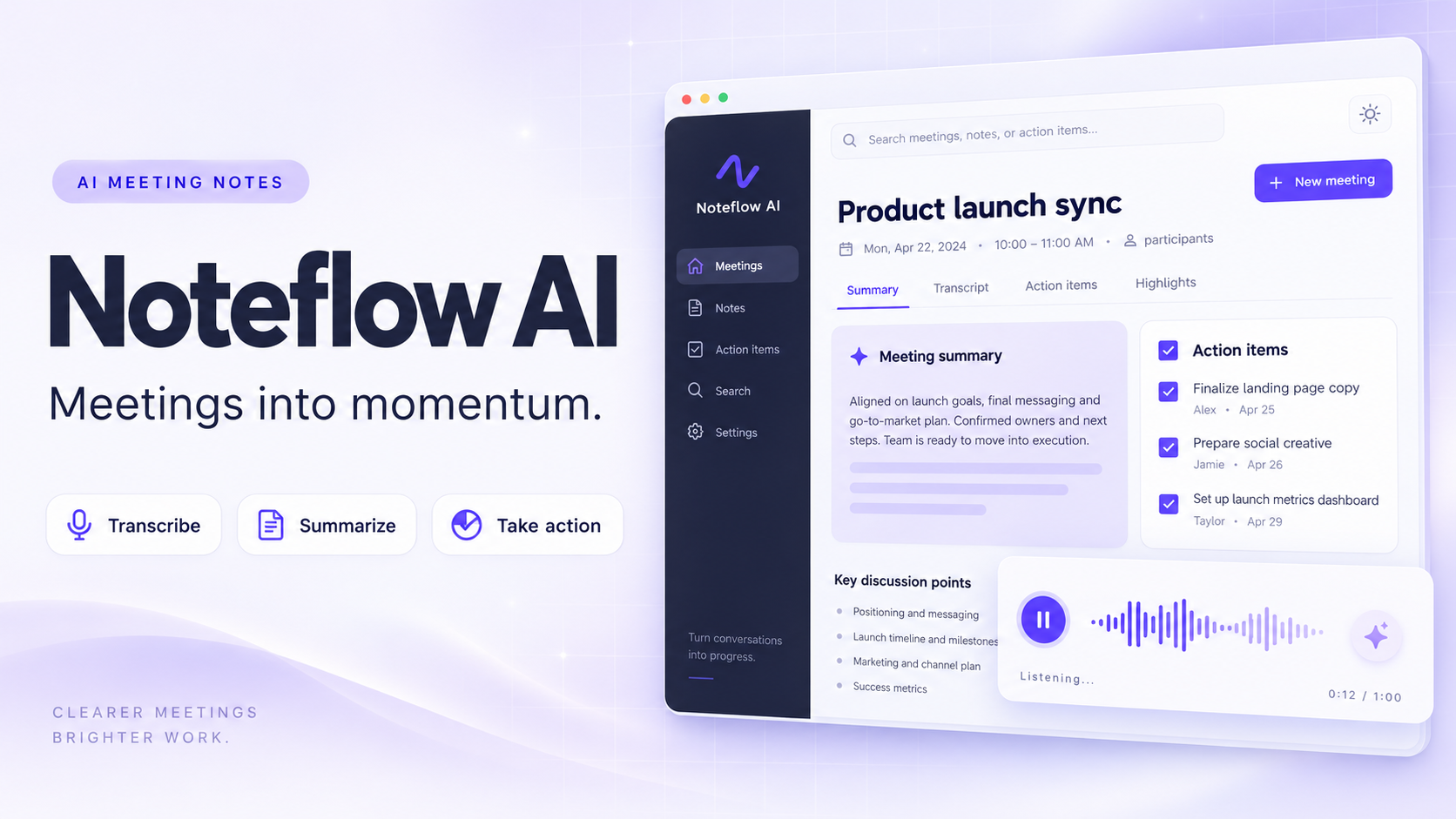 Noteflow AI — Meeting Notes & Summaries SaaS