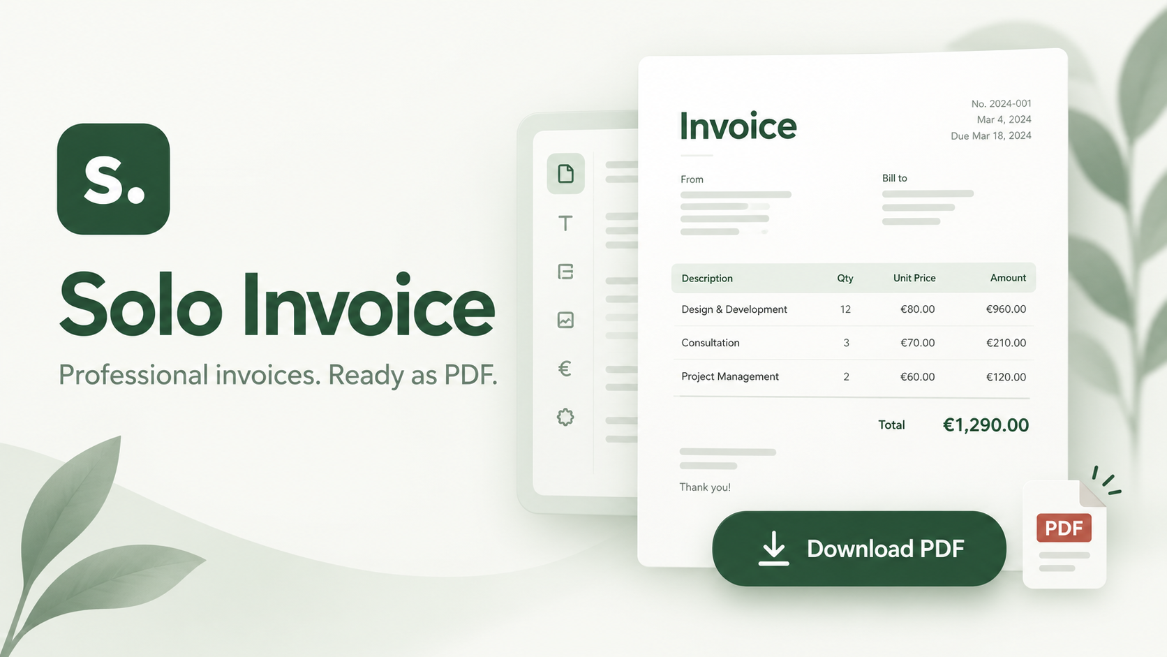 Solo Invoice — Simple PDF Invoices for Freelancers